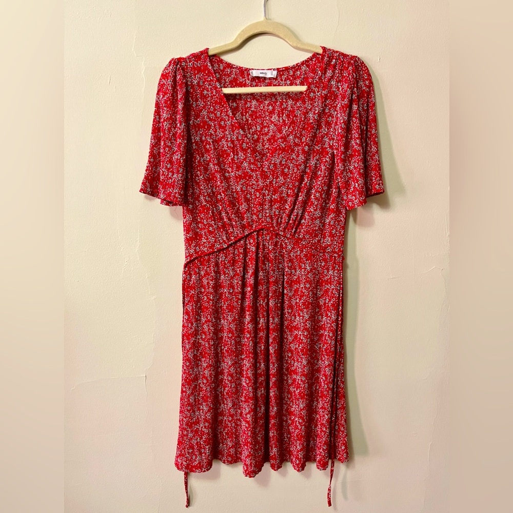 Mango Red Flower Print Dress (L)